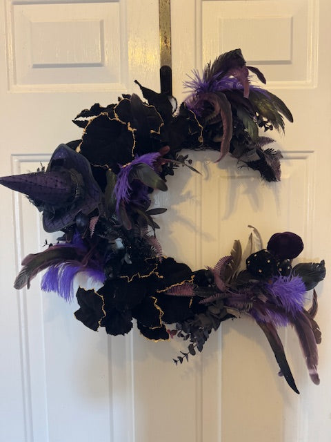 Dark Amethyst Crescent Moon Wreath